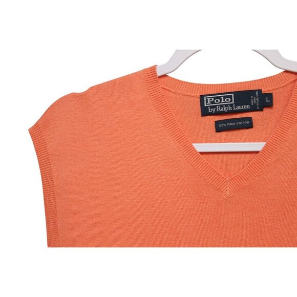 Polo Ralph Lauren Mens Sweater Vest Size Large Orange Pima Cotton Classic Preppy - Picture 6 of 11